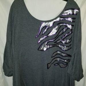 Torrid gray top with sequin design top size 4